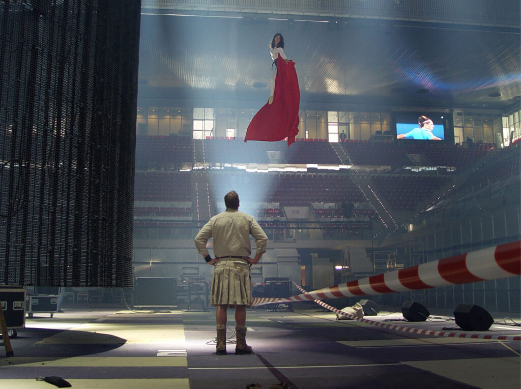 ZFX founder Robert Dean choreographing a flying performer